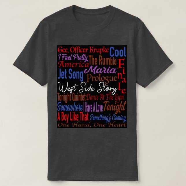 Camiseta Títulos de la canción de West Side Story (Diseño del anverso)