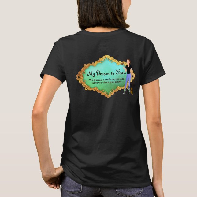 Camiseta Títulos del logotipo del servicio de limpieza de c (Reverso)
