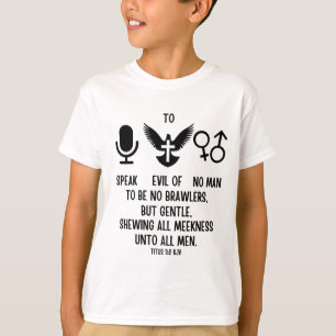 Camiseta Titus 3:2 KJV Biblia contra cita de chico