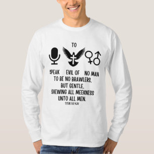Camiseta Titus 3:2 KJV Biblia Verse cita la larga manga de 