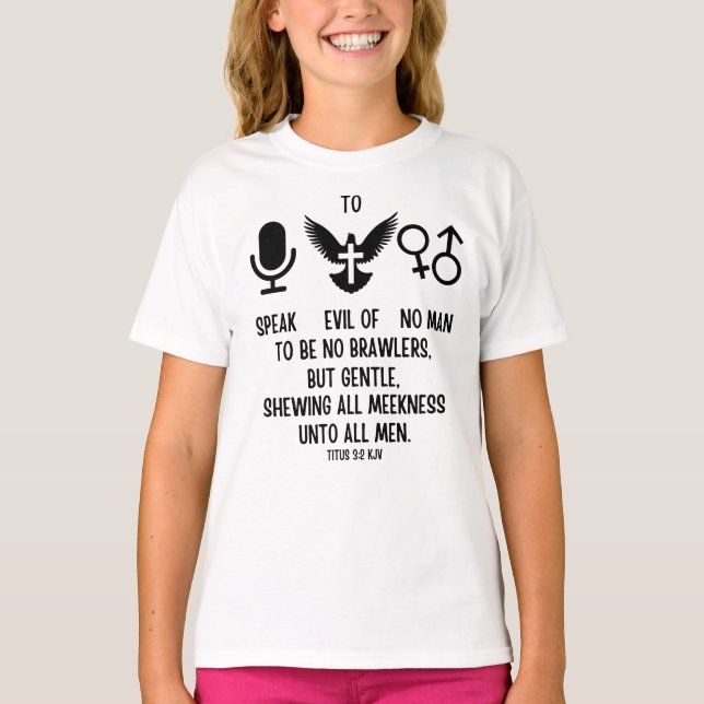 Camiseta Titus 3:2 KJV Biblia Verso Escritura Cita Chica (Anverso)