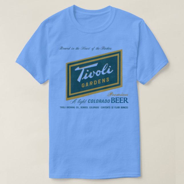 Camiseta Tivoli Gardens Beer Retro Defunción Breweriana (Diseño del anverso)