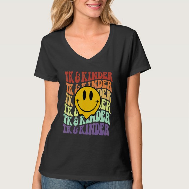 Camiseta TK y Kinder cara sonriente retro Sonrisa de vuelta (Anverso)