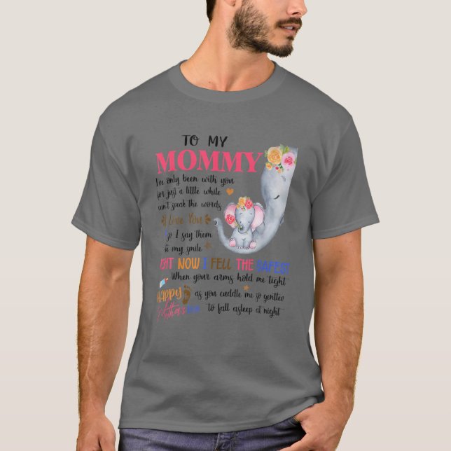 Camiseta To My Mommy Cute Baby Elephant Baby Annoucement Wo (Anverso)