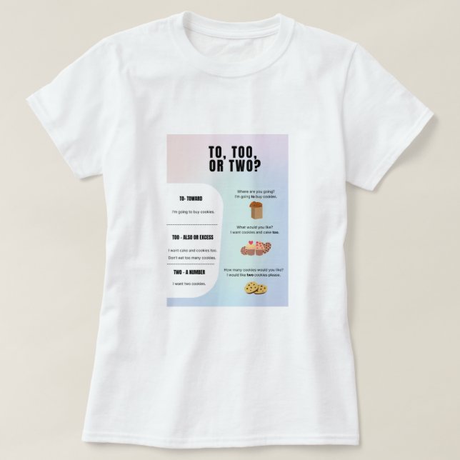 Camiseta To, Too, Two Grammar (Diseño del anverso)