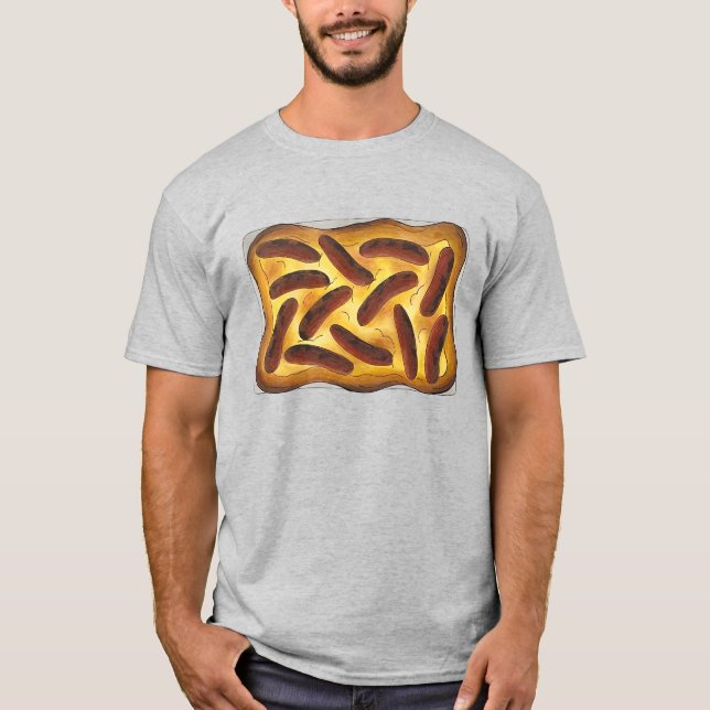 Camiseta Toad de comida británica en las salchichas del agu (Anverso)