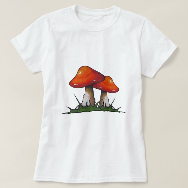 Camiseta Toadstools rojos, setas: Arte a pulso del marcador (Diseño del anverso)