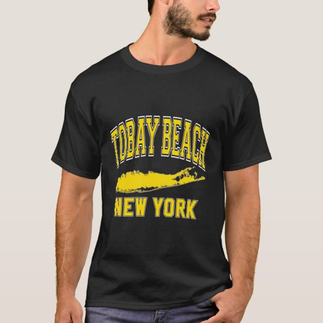 Camiseta Tobay Beach Long Island Ny Varsity Style Yellow Pr (Anverso)