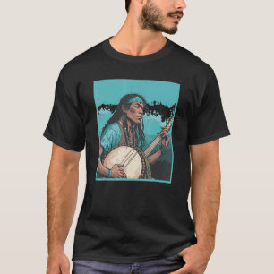 Camiseta Toca el banjo indio americano nativo vintage occid