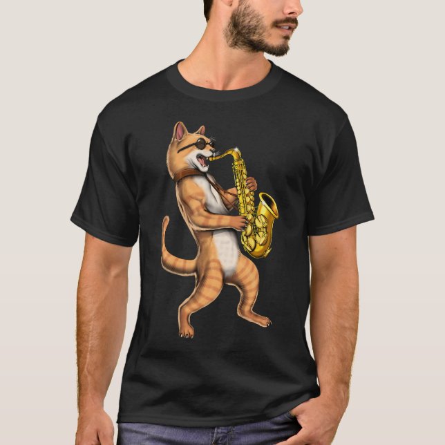Camiseta Toca el Saxofón Gato (Anverso)