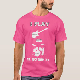 Camiseta Toca Guitarra Eléctrica Y Tambores Graciosos Guita
