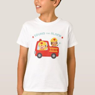 Camiseta Toca la alarma Bombero Niño en rojo Camión de bomb