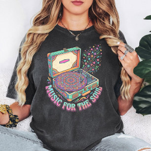 Camiseta Tocadiscos Retro Mandala Arte Musical