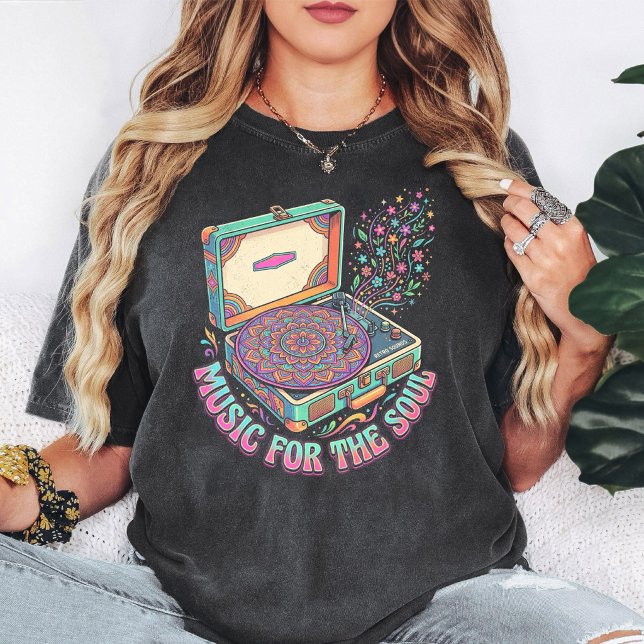 Camiseta Tocadiscos Retro Mandala Arte Musical (Subido por el creador)