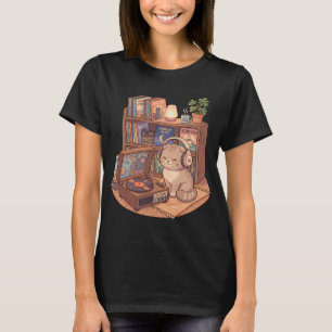 Camiseta Tocado de DJ de vinilo Scottish Fold Lo-Fi