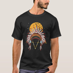 Camiseta Tocado de Plumas Indias Puesta de Sol Nativo Ameri
