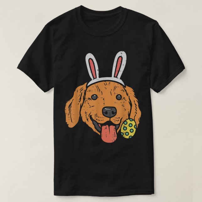 Camiseta Tocador de oro de Pascua Bunny Cara Perro Hombres  (Diseño del anverso)