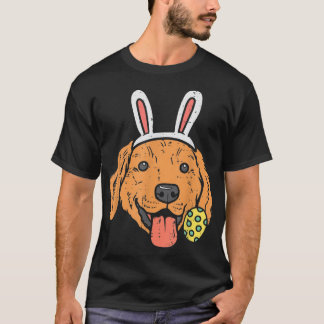 Camiseta Tocador de oro de Pascua Bunny Cara Perro Hombres 