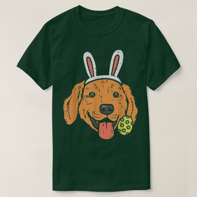 Camiseta Tocador de oro de Pascua Bunny Cara Perro Hombres  (Diseño del anverso)