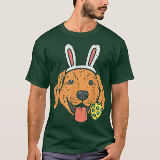 Camiseta Tocador de oro de Pascua Bunny Cara Perro Hombres 