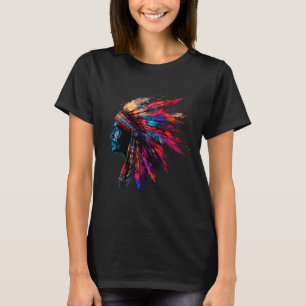 Camiseta Tocados de plumas de nativos americanos Jefe indio