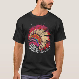 Camiseta Tocados Indígenas Montañas Indio Nativo Ameri