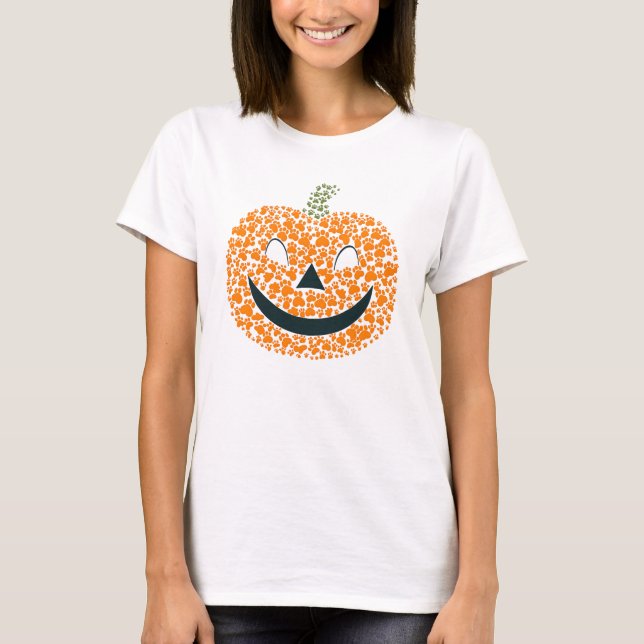 Camiseta Tocante Calabaza Perro Gato Paw Imprimir Jack O'La (Anverso)