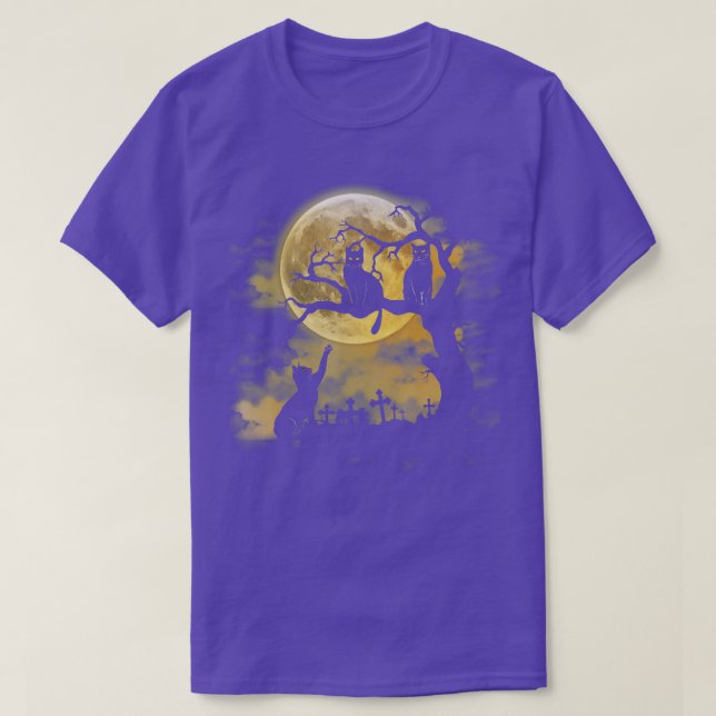 Camiseta Tocante Gato Halloween Graveyard Cats T (Diseño del anverso)