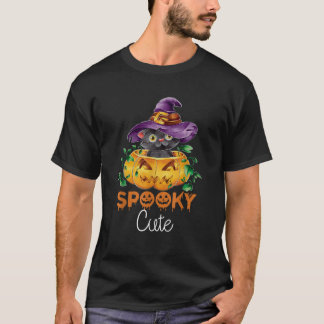 Camiseta Tocante lindo Feliz Halloween Gatito Calabaza T S