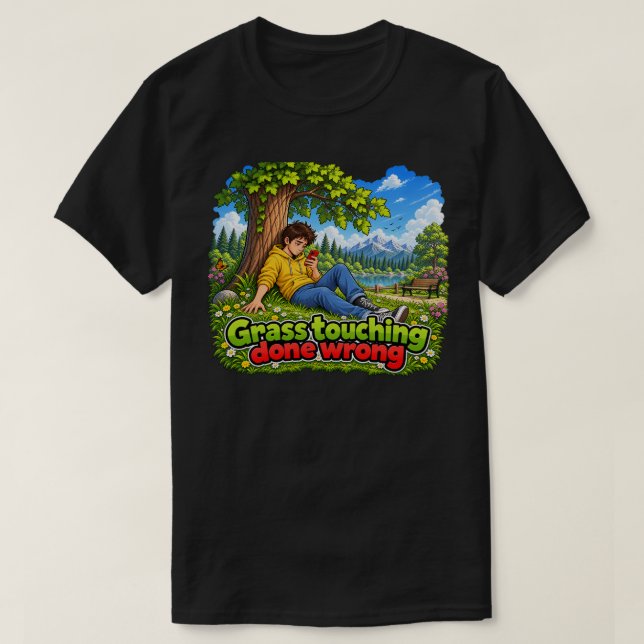 Camiseta Tocar hierba hecho mal (Diseño del anverso)