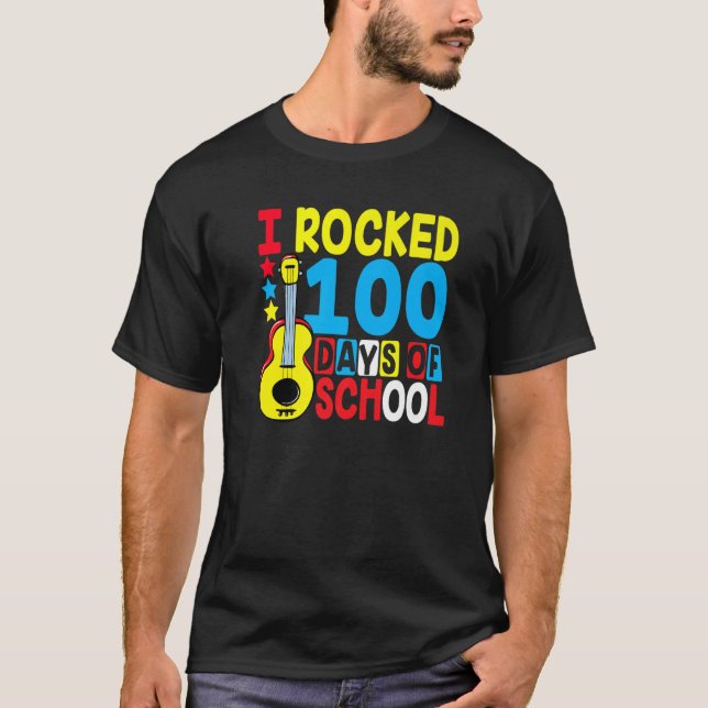 Camiseta Tocé 100 Días De Música De Guitarra Escolar 100 Dí (Anverso)