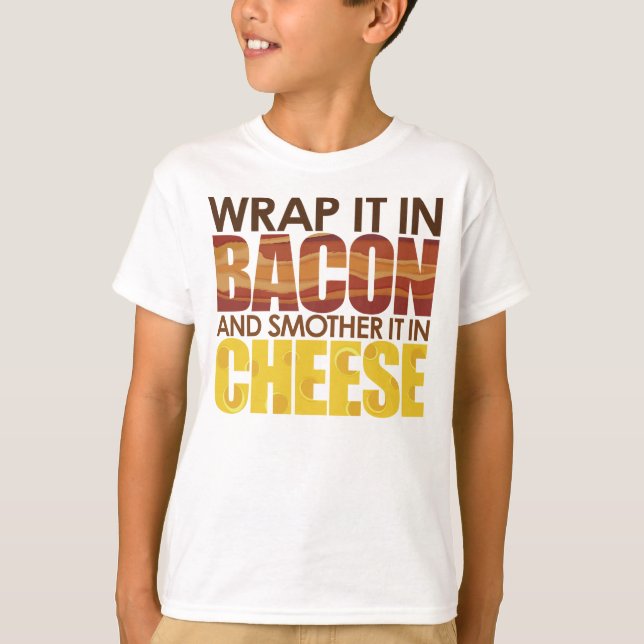Camiseta ¡Tocino y queso, POR FAVOR! (Anverso)