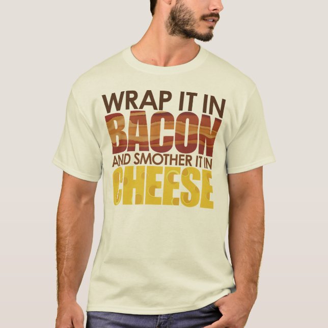 Camiseta ¡Tocino y queso, POR FAVOR! (Anverso)