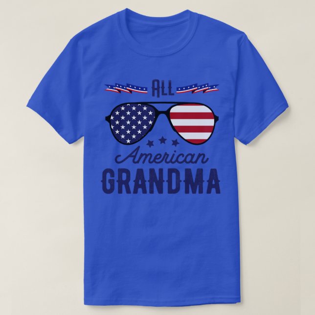 Camiseta Toda La Abuela Americana 4 De Julio Gafas De Sol (Diseño del anverso)