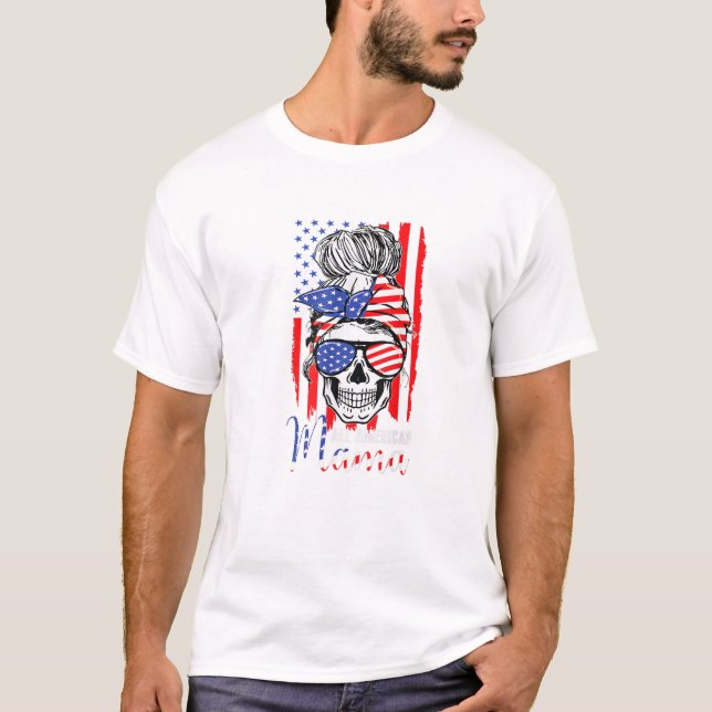 Camiseta Toda la bandera norteamericana de Mama USA Messy B (Anverso)