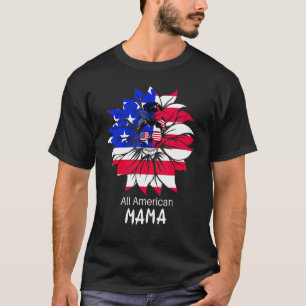 Camiseta Toda la bandera norteamericana Mama Sunflower Usa