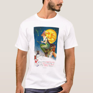 Camiseta Toda la bruja de Halloween en una escoba por la