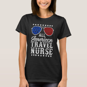 Camiseta Toda La Enfermera De Viajes Estadounidense Gafas D