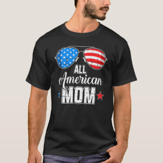 Camiseta Toda La Mamá Americana Usa Gafas De Sol De Bandera
