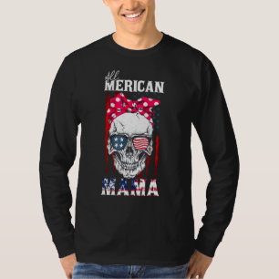 Camiseta Toda la mamá norteamericana Skull Mom American Fla