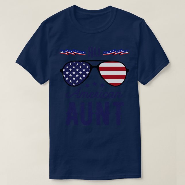 Camiseta Toda La Tía Americana 4 De Julio Gafas De Sol (Diseño del anverso)