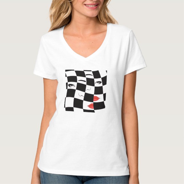 Camiseta Todas las Camisas Mezcladas Hacia Arriba V Neck Te (Anverso)