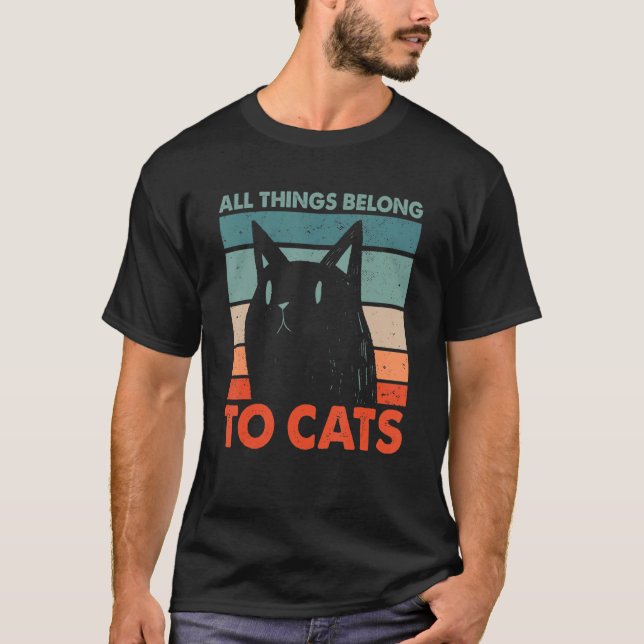 Camiseta Todas las cosas pertenecen a Gatos Gatos Humor Gat (Anverso)