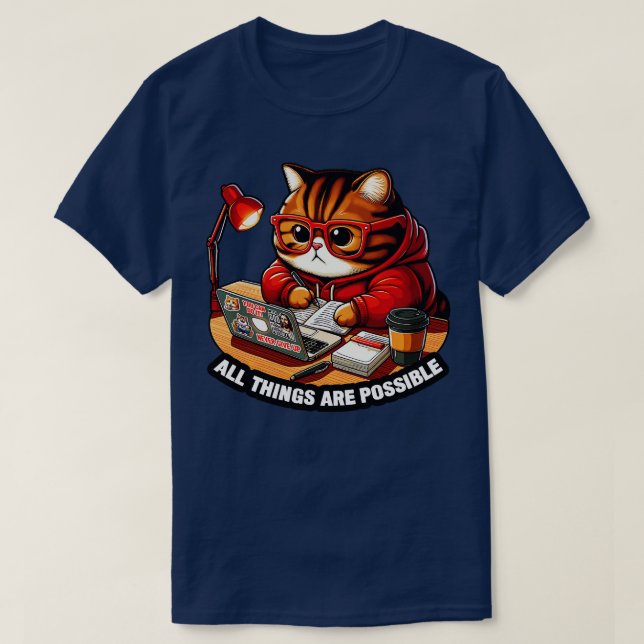 Camiseta Todas Las Cosas Son Posibles Portátil Chubby Tabby (Diseño del anverso)