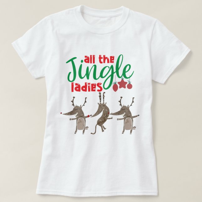 Camiseta Todas las damas gemelas renos graciosas Navidades  (Diseño del anverso)