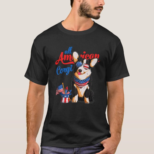 Camiseta Todas Las Gafas De Sol Corgi USA Estadounidenses 4 (Anverso)