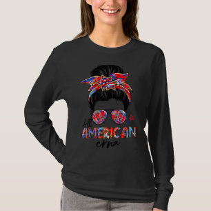 Camiseta Todas Las Mujeres Americanas De Crna Messy Bun Tye
