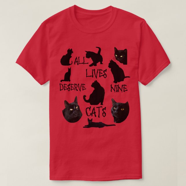 Camiseta Todas las vidas merecen Nueve gatos divirtiéndose  (Diseño del anverso)