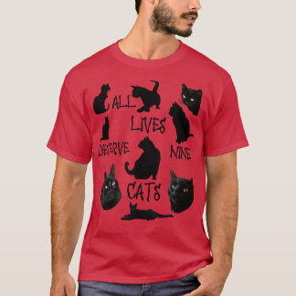 Camiseta Todas las vidas merecen Nueve gatos divirtiéndose 