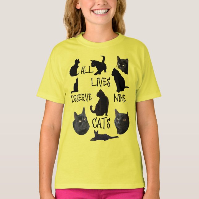 Camiseta Todas las vidas merecen Nueve gatos divirtiéndose  (Anverso)